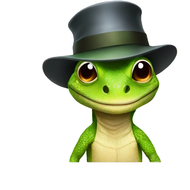 lizard with a hat emoji