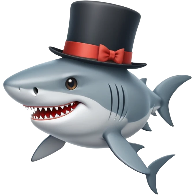 Shark with a top hat emoji