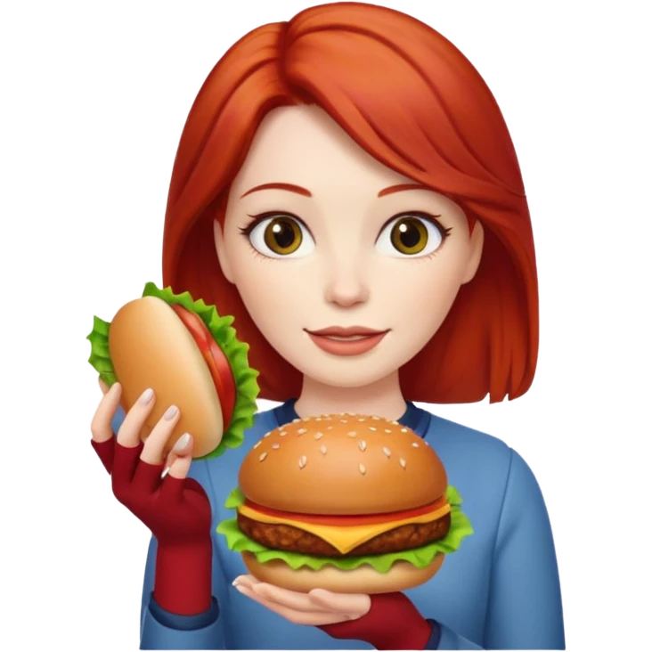 women  with hamburgers red hair emoji