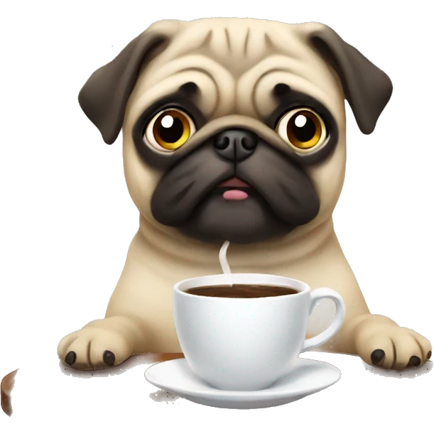 Pug drinking coffe emoji