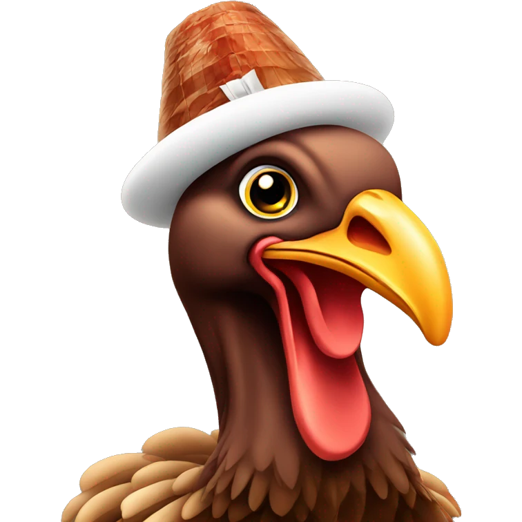 Turkey wearing a turkey hat emoji