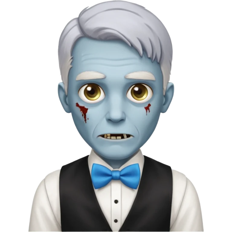 zombie, grey hair waiter with blue bow tie emoji
