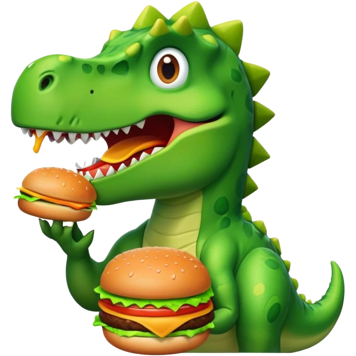 dino eating burger emoji