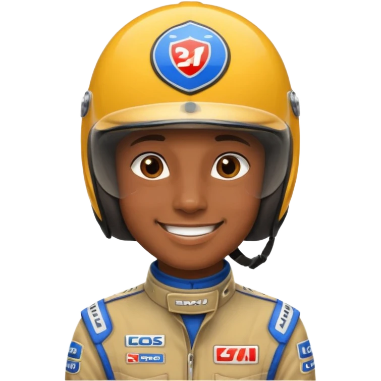 Race Driver, brown skin, smile emoji