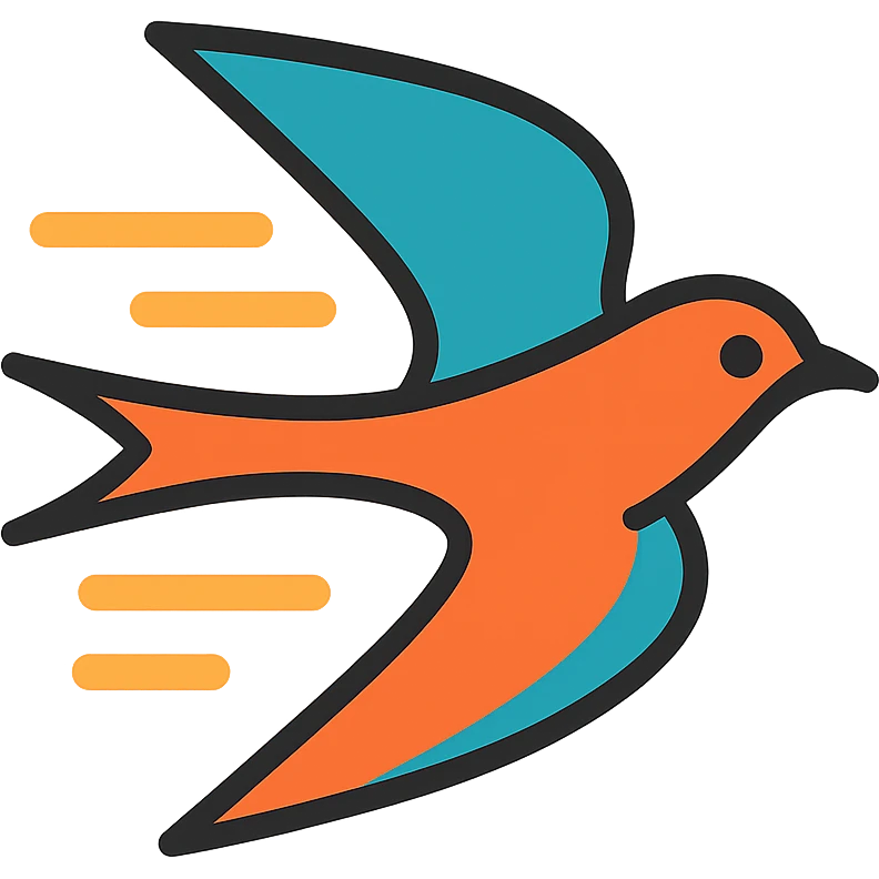 dynamic abstract icon of a swift bird, using motion lines, white background emoji
