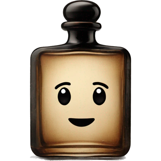 English vintage glass perfume bottle, old and shabby, stylish and minimalistic, black and brown emoji