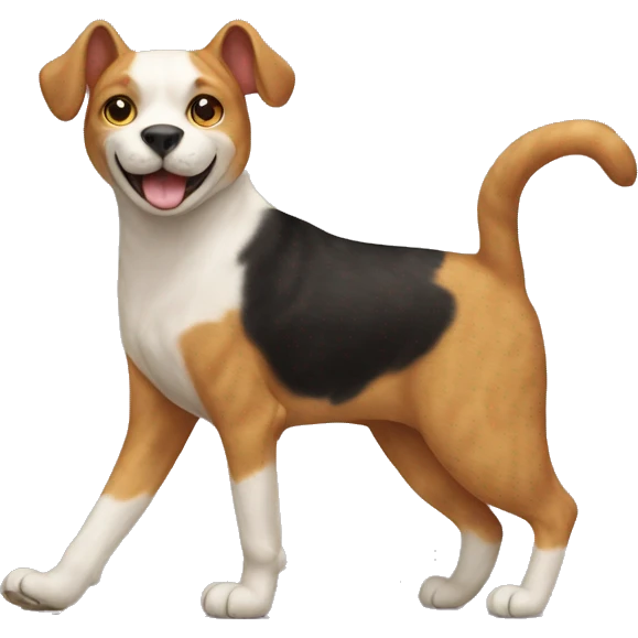 Cat walking a dog emoji