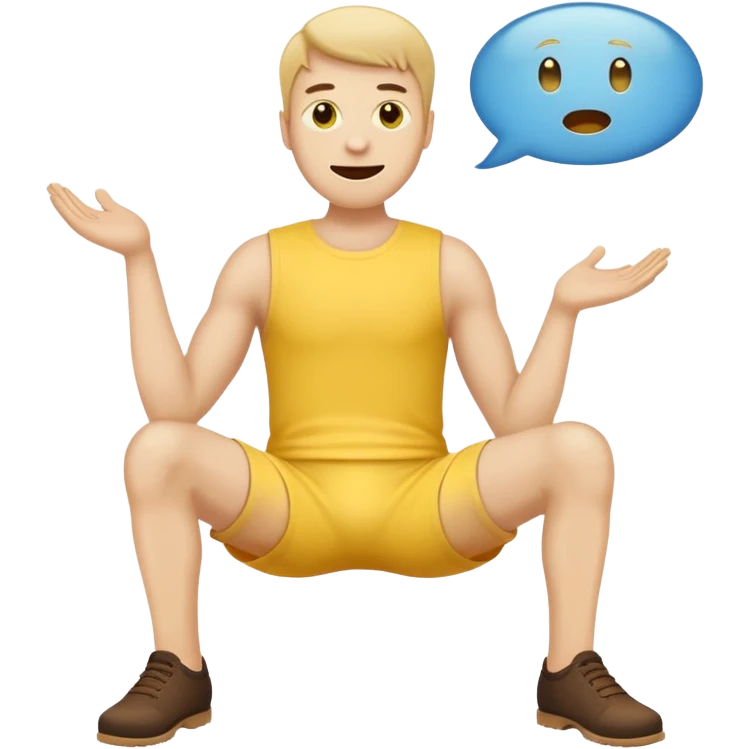 Make a yellow emoji man put his hand on his crotch area and a speech bubble saying Darragh give me snus Make him put his hand between his legs make him grab the area inbetween his two legs  emoji