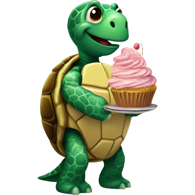 Draw a turtle eating cupcake emoji