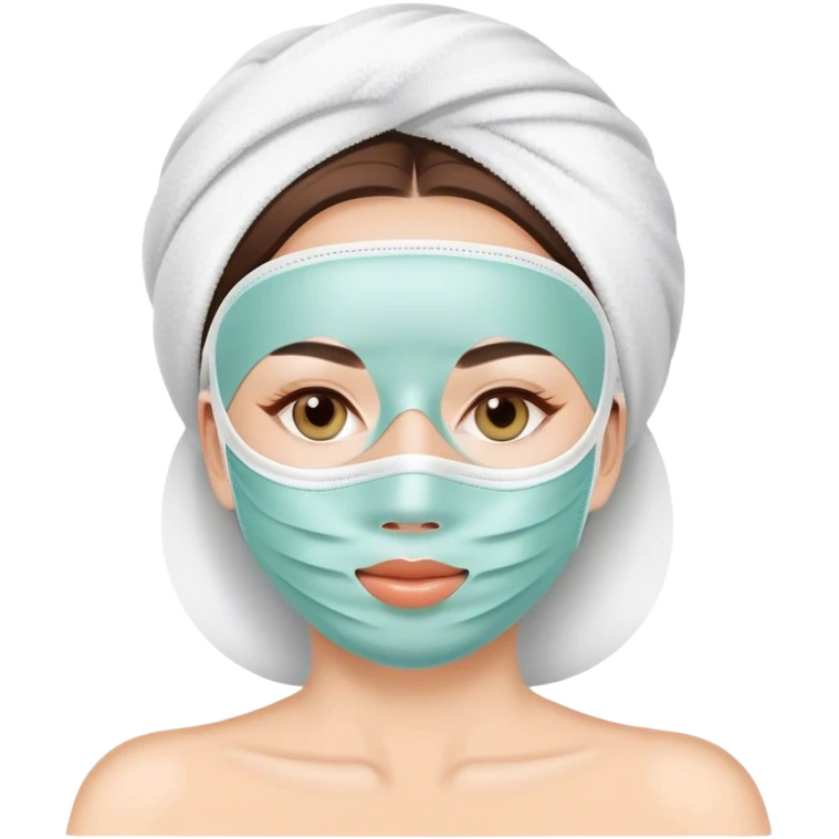 Lady with face mask spa beauty full face relaxing emoji