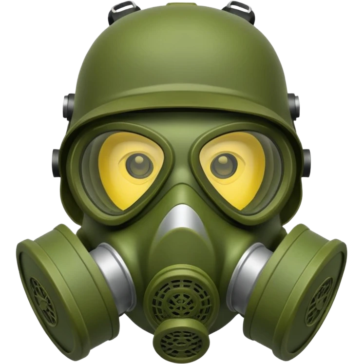 green gas mask, one filter emoji