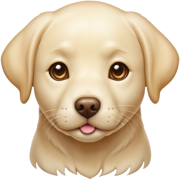 Cinematic Cute Cream Labrador Portrait Emoji, Head tilted playfully and inquisitively, featuring a silky cream Fur with a gentle sheen, round, sparkling warm eyes filled with curiosity, Simplified yet irresistibly adorable features, highly detailed, glowing with a warm, friendly glow, high shine, affectionate and spirited, stylized with a touch of whimsy, bright and endearing, soft glowing outline, capturing the essence of a mischievous yet loving companion, so playful it feels like it could dash out of the screen and into your arms! emoji