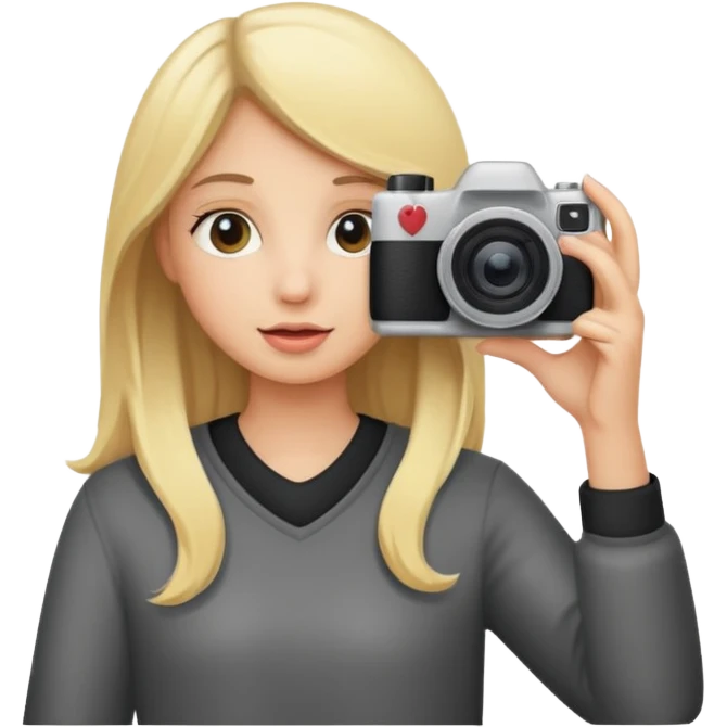 blonde girl photographer cartoon taking picture emoji