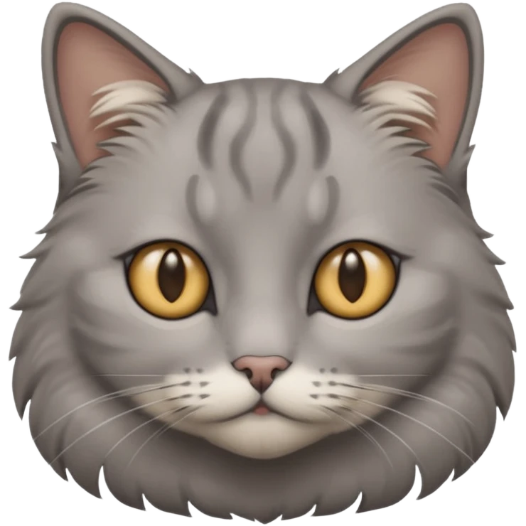 Gray cat with calm eyes, half body emoji