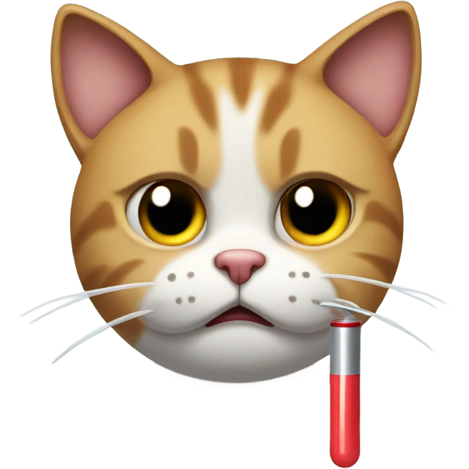 cat with sad face and a thermometer in its mouth emoji