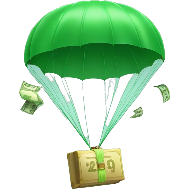 retirement money dropping with a green parachute emoji