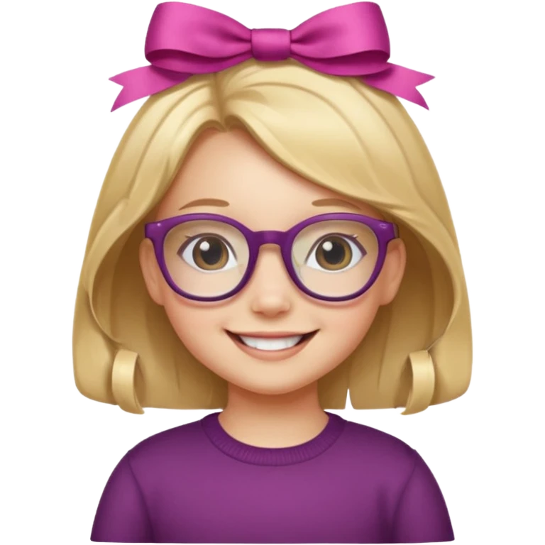 little girl with ribbon hairclip, wearing glasses emoji