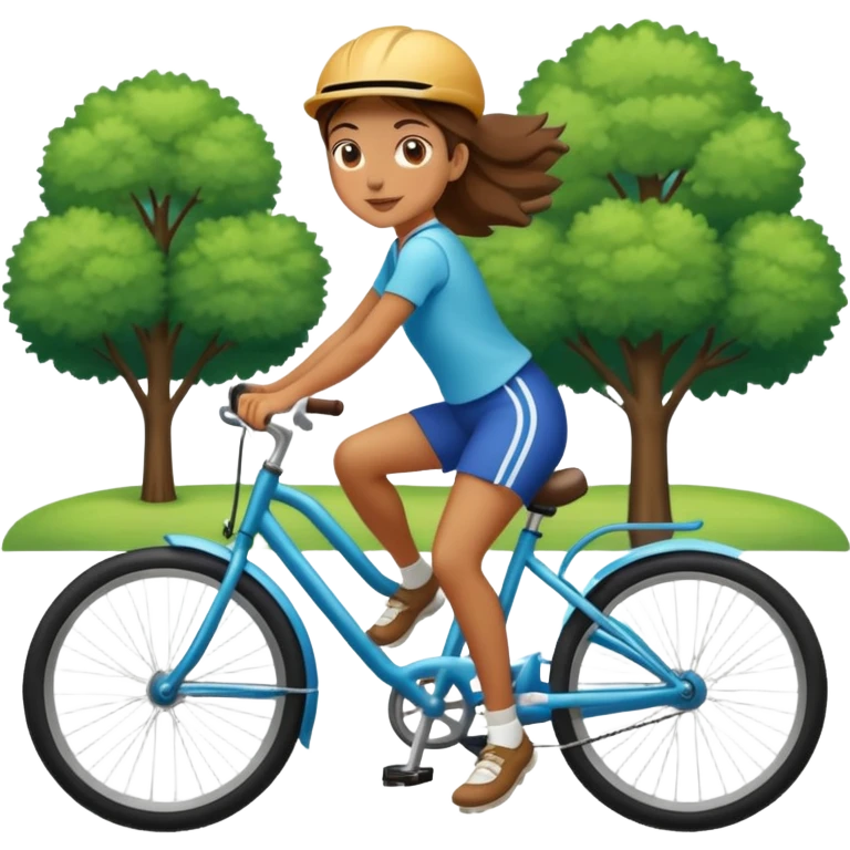 Chica en bicicleta en el parque  emoji