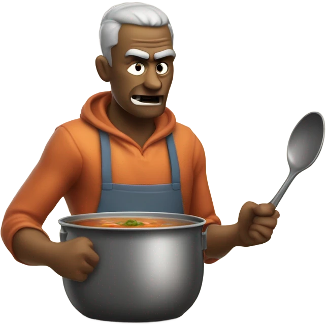 Angry guy making soup emoji