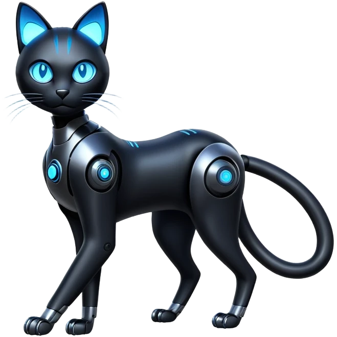 Futuristic black cat-Fakémon-creature (full body) emoji