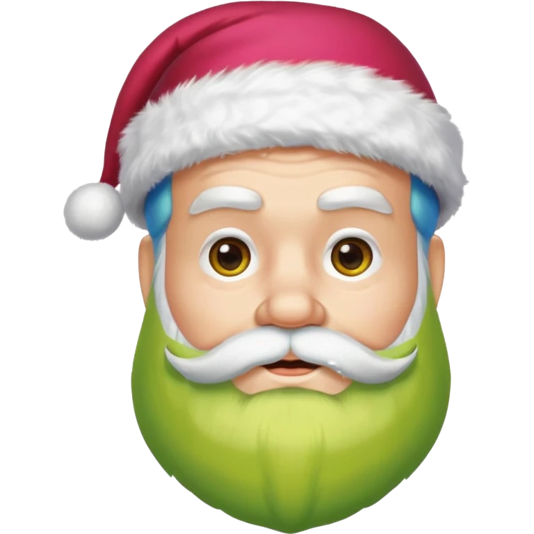 Un père noël avec une barbe jaune, verte, bleu et rose emoji