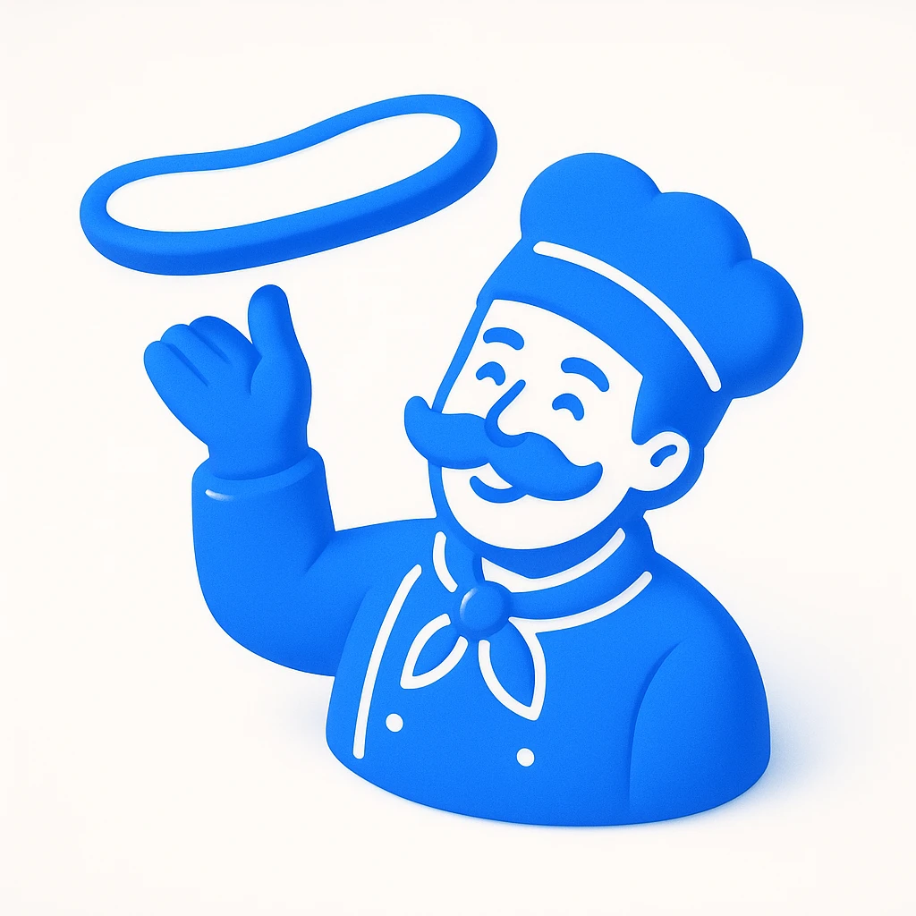 smiling Italian chef spinning pizza dough emoji