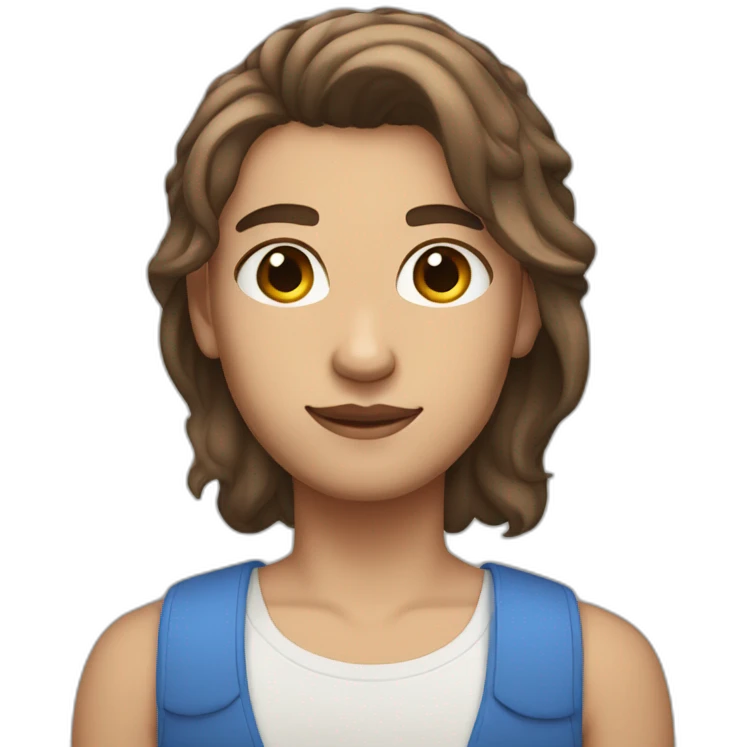 nonbinary person with half up brown hair, blue eyes, stubble, light skin emoji