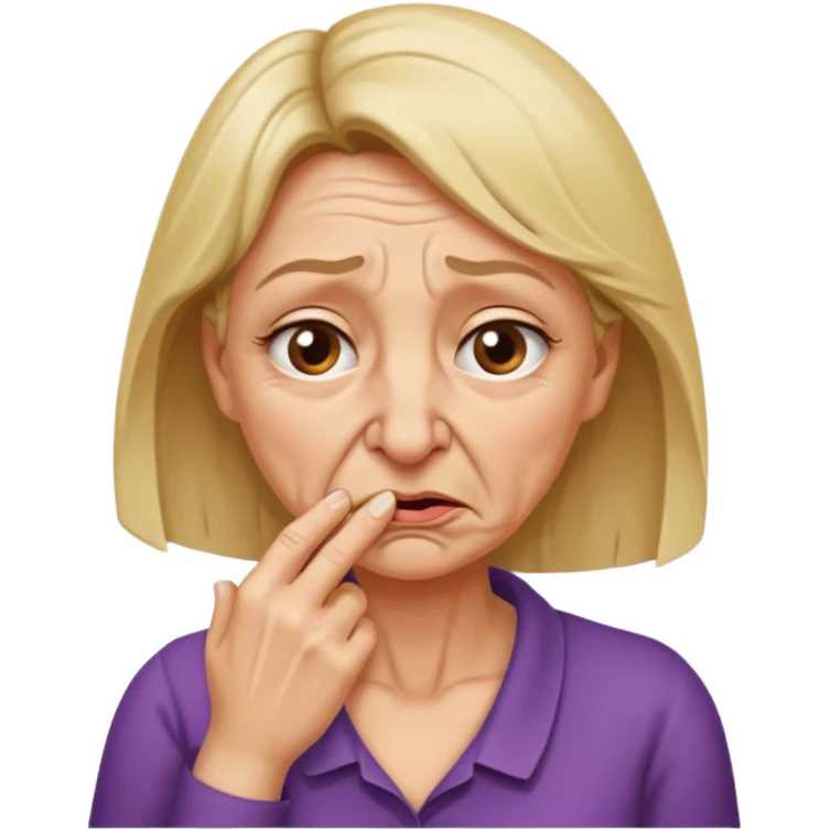 create a woman that is holding her neck because she is smelling something bad emoji