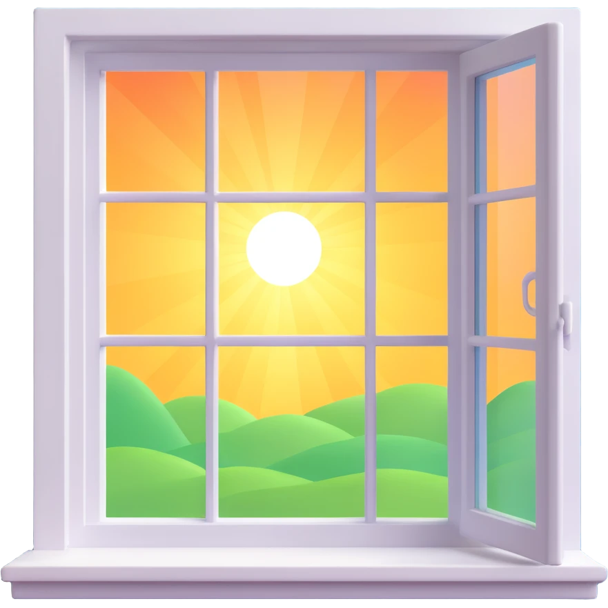a big window with sunlight emoji
