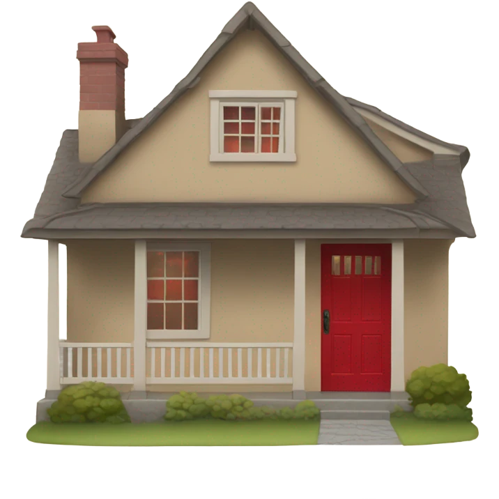 One floor Cottage tan paint with red door and red shutters emoji