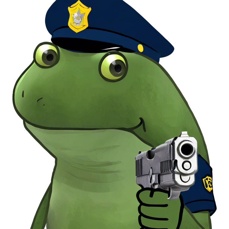 holding a gun, wearing a cop outfit emoji