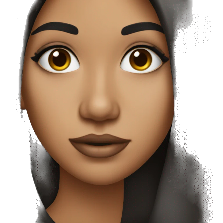 A girl with dark straight hair with Latina makeup emoji