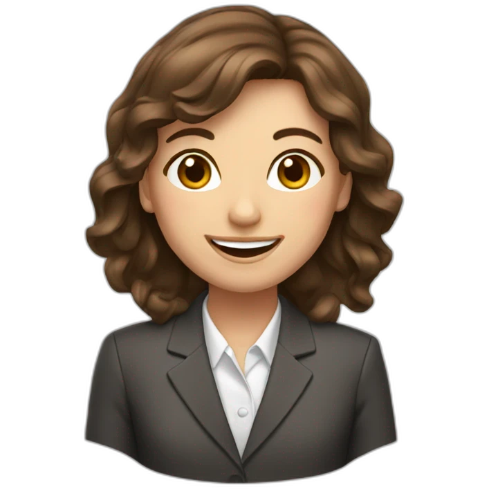 happy brown hair girl in suit emoji