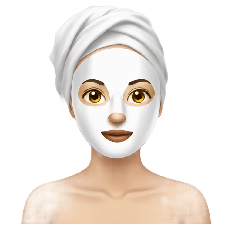 white Lady with face mask spa beauty full face relaxing emoji