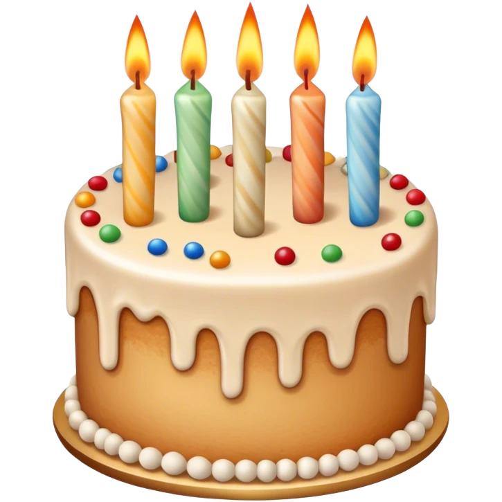 Aesthetic beige birthday cake with candles emoji