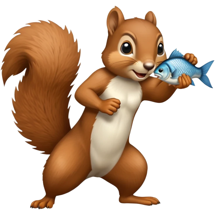 squirrel punching with a fish emoji