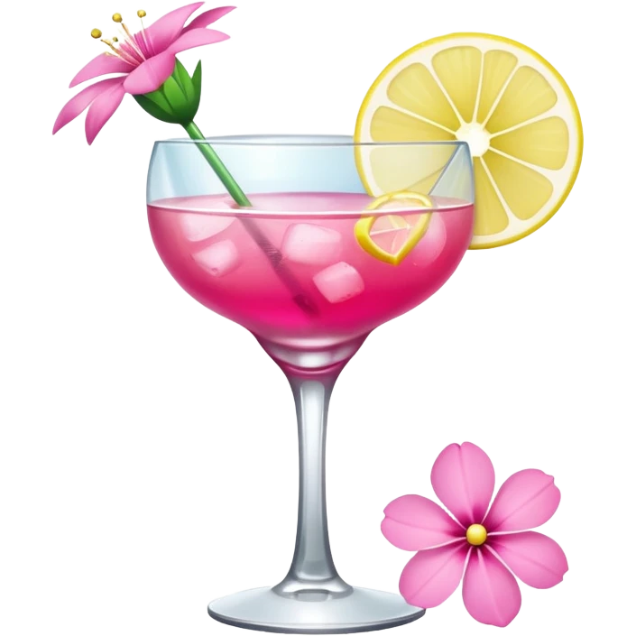 Cocktail with pink flowers emoji