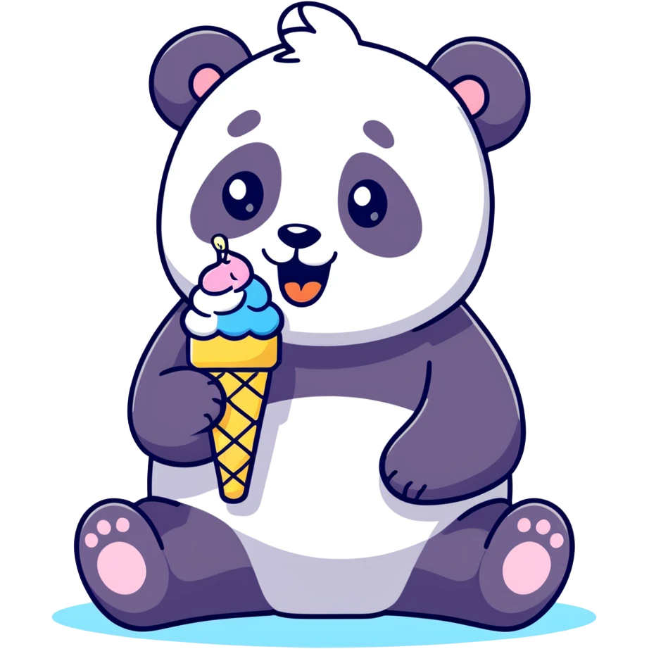 Panda eating ice cream emoji