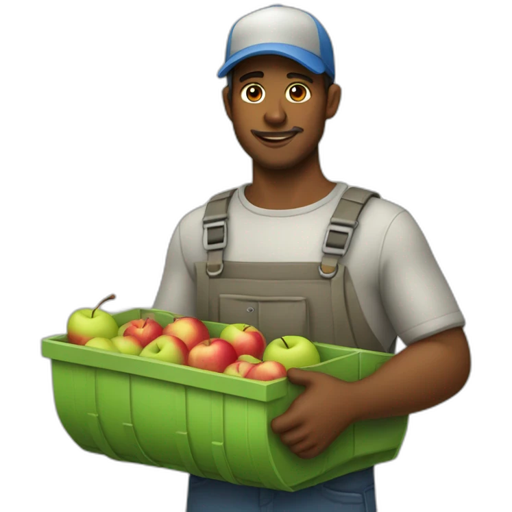 apple picker with a collecting tank on his chest emoji