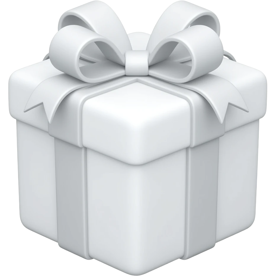 gift emoji, 3D, white outline, transparent background emoji
