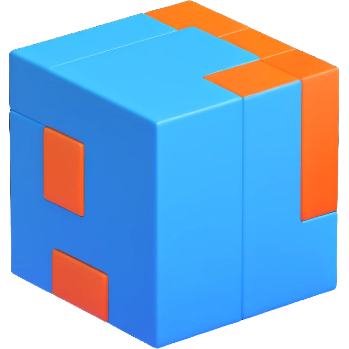 sleek blue 3D cube logo, simple design emoji