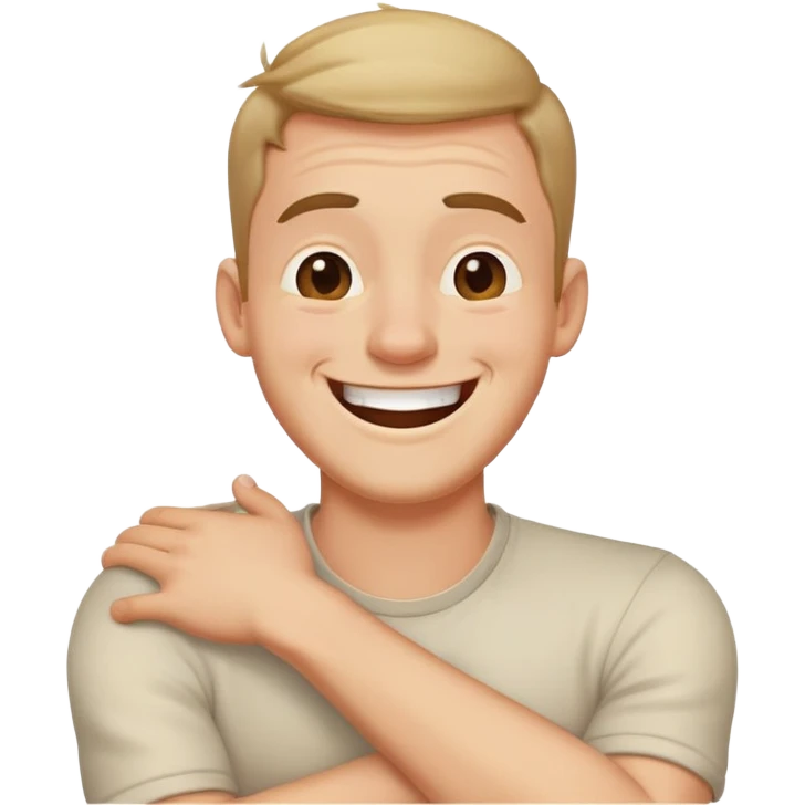 arms crossed holding neck laughing guy emoji