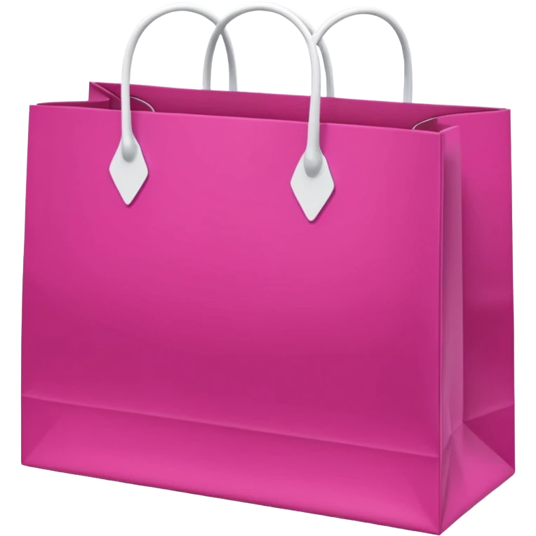 Fuchsia pink paper bag with white handles, repeating 'DRUNI' pattern in light pink and a vertical white 'DRUNI' in the center, iOS emoji style, shiny and realistic. emoji