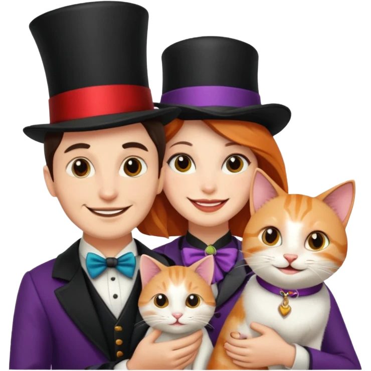 magician couple and their pet cat emoji