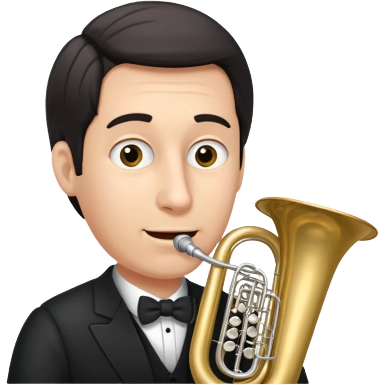 große Tuba, von gltzköpfigen graubärtigem Mann gespielt emoji