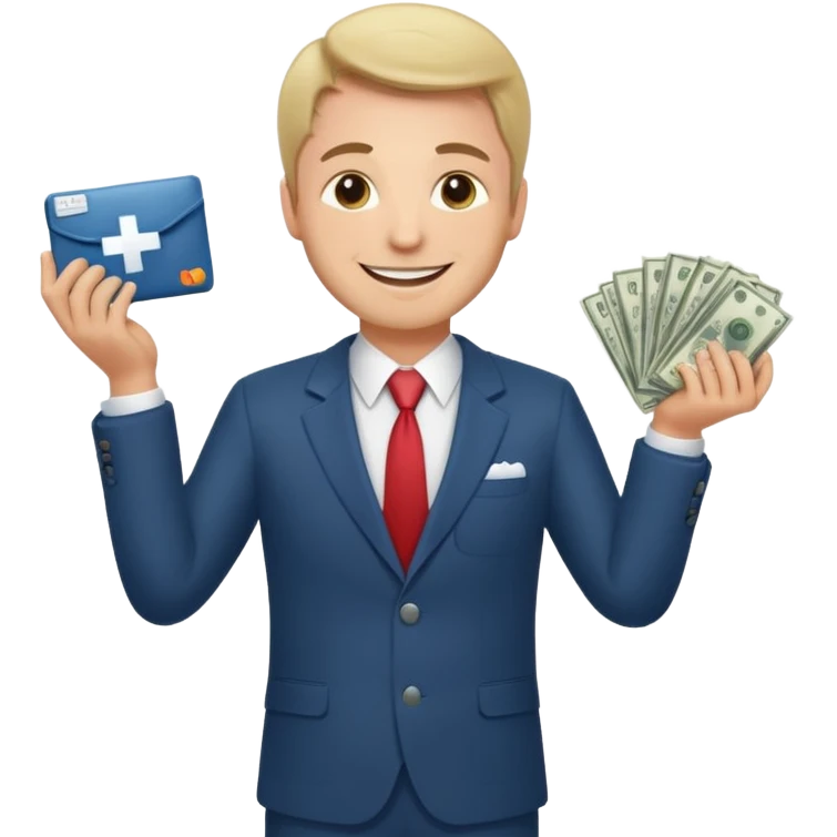 Happy CEO investing money to a hospital emoji