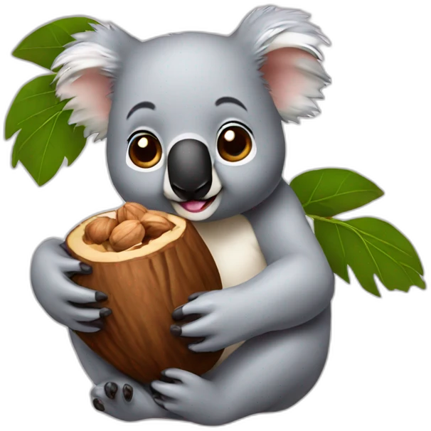 Koala eating a walnut emoji
