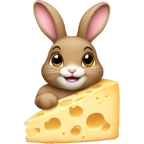 bunny with a cheesekace emoji