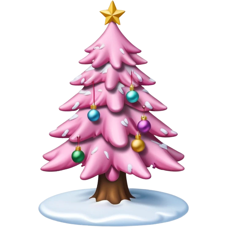 Pink Christmas tree with snow on it emoji