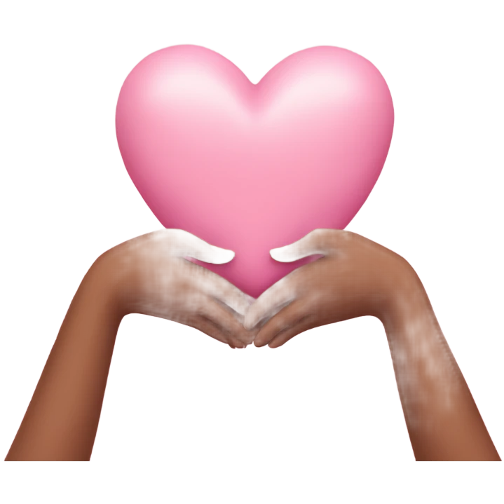 Lovers with heart pink pastel in hands emoji